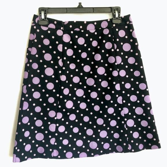 INC Cotton Blend Black Skirt with Lilac Polka Dots Size 2 - Picture 3 of 6